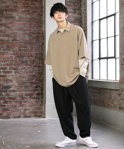 PLACE PLAN（プレイスプラン）の「USAコットン／ドロップショルダー オーバーサイズ Tシャツ（Tシャツ/カットソー・メンズ・ホワイト/ブラック/ベージュ/ネイビー/レッド/ライトベージュ・LL/M/L）」の9枚目の写真