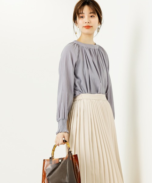 natural couture(ナチュラルクチュール)の「【WEB限定カラー有り】楊柳ガーゼギャザーブラウス(シャツ/ブラウス・レディース・ホワイト/ベージュ/サックスブルー/ミント/ブラック・FREE)」の5枚目の写真