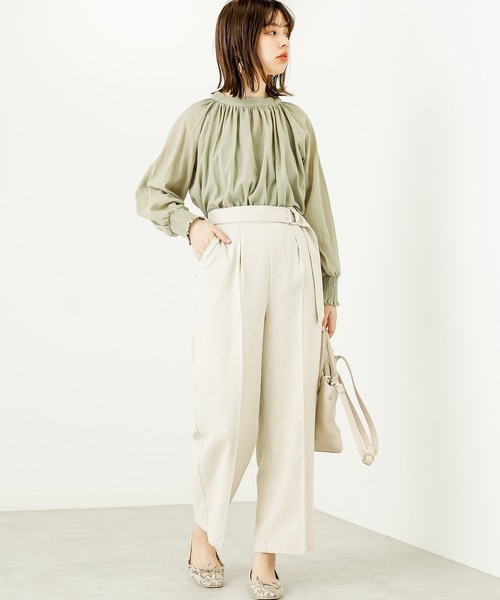 natural couture(ナチュラルクチュール)の「【WEB限定カラー有り】楊柳ガーゼギャザーブラウス(シャツ/ブラウス・レディース・ホワイト/ベージュ/サックスブルー/ミント/ブラック・FREE)」の11枚目の写真