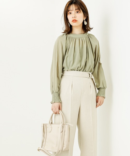 natural couture(ナチュラルクチュール)の「【WEB限定カラー有り】楊柳ガーゼギャザーブラウス(シャツ/ブラウス・レディース・ホワイト/ベージュ/サックスブルー/ミント/ブラック・FREE)」の21枚目の写真