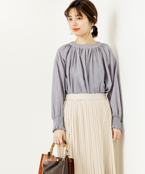 natural couture(ナチュラルクチュール)の「【WEB限定カラー有り】楊柳ガーゼギャザーブラウス(シャツ/ブラウス・レディース・ホワイト/ベージュ/サックスブルー/ミント/ブラック・FREE)」の19枚目の写真