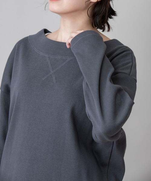 Munich(ミューニック)の「ハイテンションサーキュラーリブ ラウンドネックプルオーバー(セットアップ可)(Tシャツ/カットソー・レディース・ベージュ/ダークグレー/スモークピンク・FREE)」の14枚目の写真