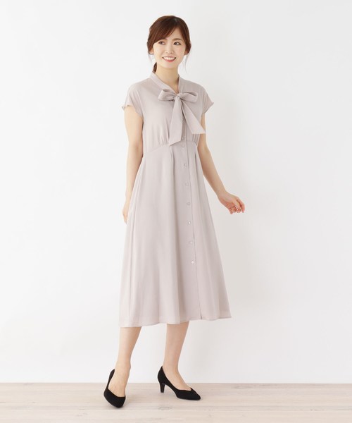 セール 洗える 42 Ll Web限定サイズ ボウタイミモレフレアワンピース ワンピース Index インデックス のファッション通販 Zozotown