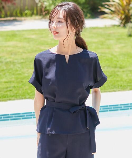 J.PRESS Ladies(J.プレス レディス)の「【接触冷感】マルソースパンボイル ブラウス(シャツ/ブラウス・レディース・ネイビー系/ブラウン系・XS)」の2枚目の写真