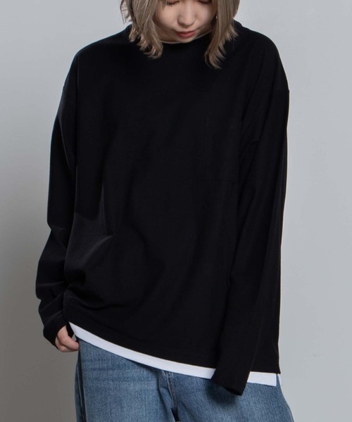 WEGO（ウィゴー）の「WEGO/レイヤードポケットTシャツ（Tシャツ/カットソー・メンズ・ネイビー/ベージュ/ブラック・MEDIUM/LARGE）」の3枚目の写真