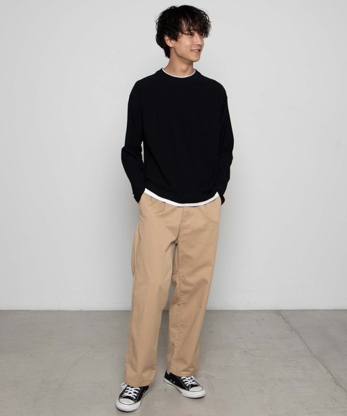 WEGO（ウィゴー）の「WEGO/レイヤードポケットTシャツ（Tシャツ/カットソー・メンズ・ネイビー/ベージュ/ブラック・MEDIUM/LARGE）」の6枚目の写真