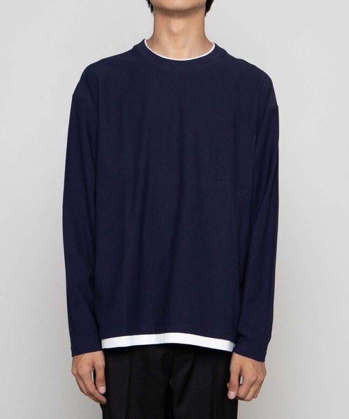 WEGO（ウィゴー）の「WEGO/レイヤードポケットTシャツ（Tシャツ/カットソー・メンズ・ネイビー/ベージュ/ブラック・MEDIUM/LARGE）」の18枚目の写真