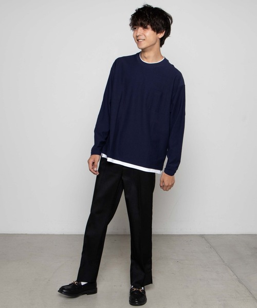 WEGO（ウィゴー）の「WEGO/レイヤードポケットTシャツ（Tシャツ/カットソー・メンズ・ネイビー/ベージュ/ブラック・MEDIUM/LARGE）」の11枚目の写真