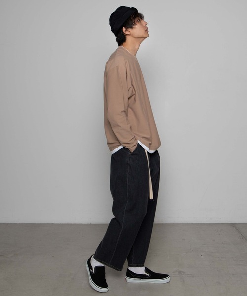 WEGO（ウィゴー）の「WEGO/レイヤードポケットTシャツ（Tシャツ/カットソー・メンズ・ネイビー/ベージュ/ブラック・MEDIUM/LARGE）」の9枚目の写真