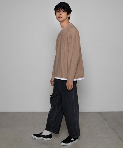 WEGO（ウィゴー）の「WEGO/レイヤードポケットTシャツ（Tシャツ/カットソー・メンズ・ネイビー/ベージュ/ブラック・MEDIUM/LARGE）」の10枚目の写真