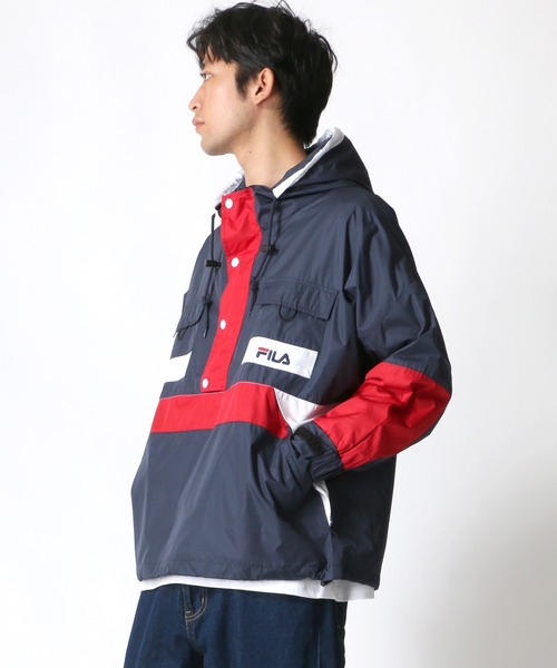 FILA（フィラ）の「FILA/フィラ 切替 アノラックパーカー/ナイロンジャケット/トラックジャケット（ナイロンジャケット・メンズ・ブラック/ダークグリーン/ネイビー・M/L/LL）」の3枚目の写真