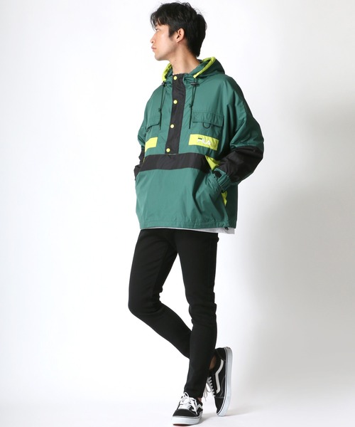 FILA（フィラ）の「FILA/フィラ 切替 アノラックパーカー/ナイロンジャケット/トラックジャケット（ナイロンジャケット・メンズ・ブラック/ダークグリーン/ネイビー・M/L/LL）」の12枚目の写真