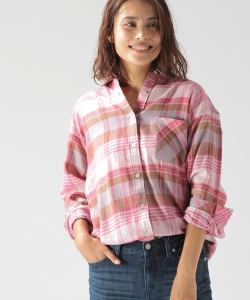 BAYFLOW（ベイフロー）の「キモウチェックシャツ（テンセル(TM)繊維使用）（シャツ/ブラウス・レディース・ブラック/ブラウン/ピンク・MEDIUM/SMALL）」の3枚目の写真