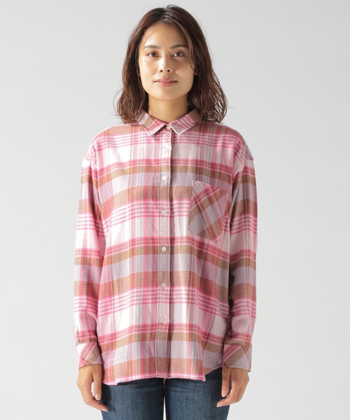 BAYFLOW（ベイフロー）の「キモウチェックシャツ（テンセル(TM)繊維使用）（シャツ/ブラウス・レディース・ブラック/ブラウン/ピンク・MEDIUM/SMALL）」の7枚目の写真