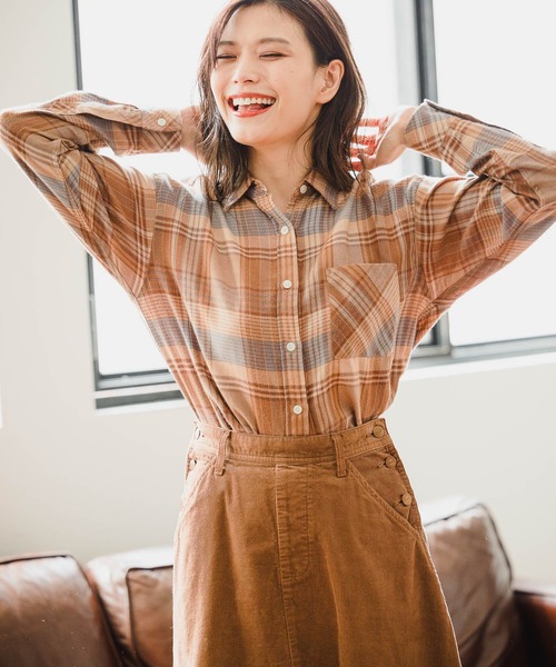 BAYFLOW（ベイフロー）の「キモウチェックシャツ（テンセル(TM)繊維使用）（シャツ/ブラウス・レディース・ブラック/ブラウン/ピンク・MEDIUM/SMALL）」の22枚目の写真