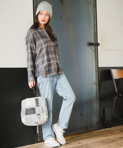 BAYFLOW（ベイフロー）の「キモウチェックシャツ（テンセル(TM)繊維使用）（シャツ/ブラウス・レディース・ブラック/ブラウン/ピンク・MEDIUM/SMALL）」の20枚目の写真