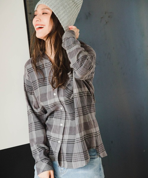 BAYFLOW（ベイフロー）の「キモウチェックシャツ（テンセル(TM)繊維使用）（シャツ/ブラウス・レディース・ブラック/ブラウン/ピンク・MEDIUM/SMALL）」の19枚目の写真