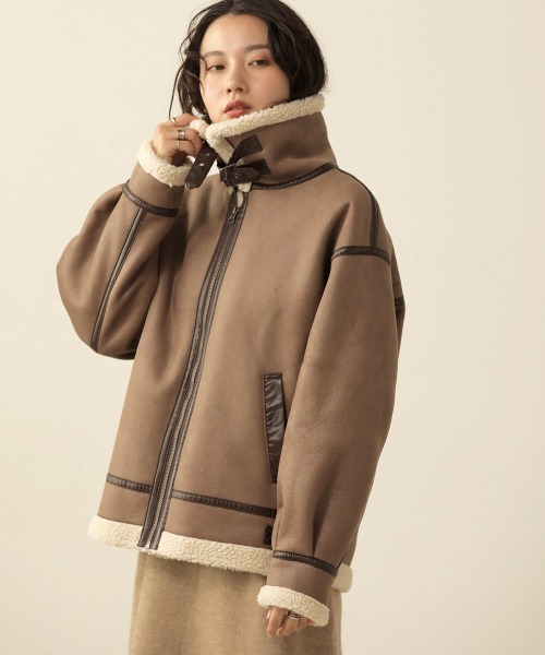 Bab(バブ)の「【WEB】B-3ボアジャケット(ムートンコート・レディース・ベージュ/ブラウン・38)」の17枚目の写真