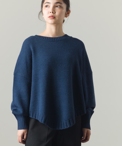 OMNES(オムネス)の「ウールアルパカ混 裾ラウンドオーバーニットプルオーバー(ニット/セーター・レディース・アイボリー/ブラウン/ネイビー/ブラック/サックスブルー/グレー・FREE)」の5枚目の写真