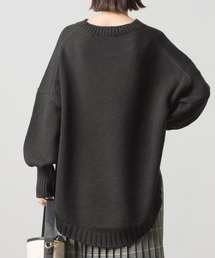 ウールアルパカ混 裾ラウンドオーバーニットプルオーバー