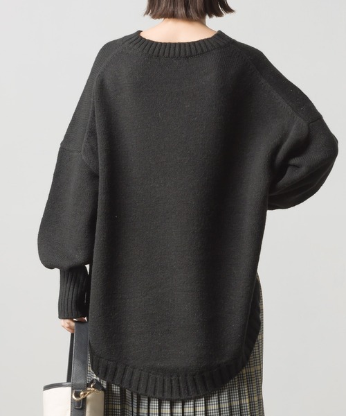 OMNES(オムネス)の「ウールアルパカ混 裾ラウンドオーバーニットプルオーバー(ニット/セーター・レディース・アイボリー/ブラウン/ネイビー/ブラック/サックスブルー/グレー・FREE)」の1枚目の写真