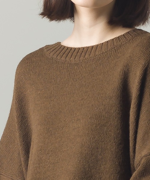 OMNES(オムネス)の「ウールアルパカ混 裾ラウンドオーバーニットプルオーバー(ニット/セーター・レディース・アイボリー/ブラウン/ネイビー/ブラック/サックスブルー/グレー・FREE)」の16枚目の写真