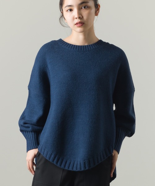 OMNES(オムネス)の「ウールアルパカ混 裾ラウンドオーバーニットプルオーバー(ニット/セーター・レディース・アイボリー/ブラウン/ネイビー/ブラック/サックスブルー/グレー・FREE)」の15枚目の写真