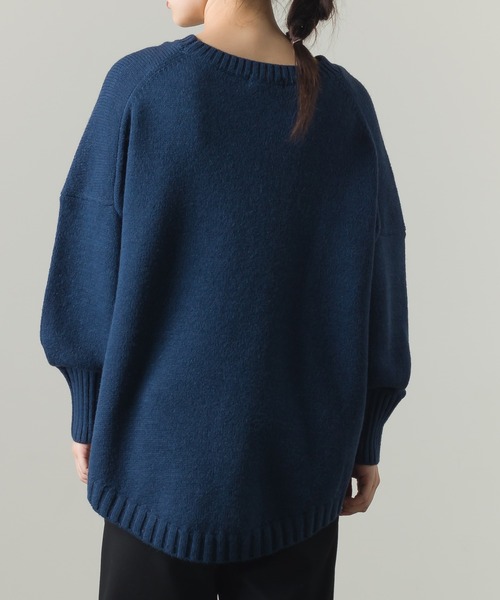 OMNES(オムネス)の「ウールアルパカ混 裾ラウンドオーバーニットプルオーバー(ニット/セーター・レディース・アイボリー/ブラウン/ネイビー/ブラック/サックスブルー/グレー・FREE)」の10枚目の写真