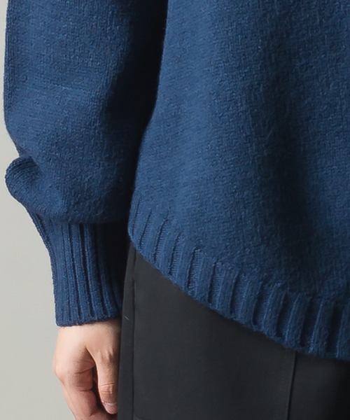 OMNES(オムネス)の「ウールアルパカ混 裾ラウンドオーバーニットプルオーバー(ニット/セーター・レディース・アイボリー/ブラウン/ネイビー/ブラック/サックスブルー/グレー・FREE)」の19枚目の写真