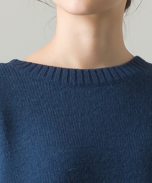 OMNES(オムネス)の「ウールアルパカ混 裾ラウンドオーバーニットプルオーバー(ニット/セーター・レディース・アイボリー/ブラウン/ネイビー/ブラック/サックスブルー/グレー・FREE)」の8枚目の写真