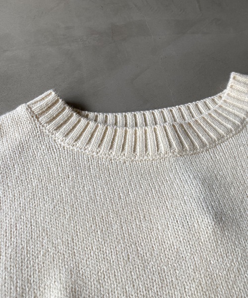 OMNES(オムネス)の「ウールアルパカ混 裾ラウンドオーバーニットプルオーバー(ニット/セーター・レディース・アイボリー/ブラウン/ネイビー/ブラック/サックスブルー/グレー・FREE)」の14枚目の写真