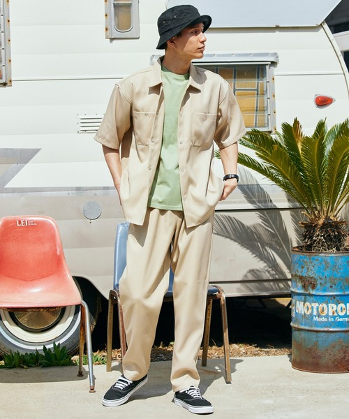 BARK MANHATTAN（バークマンハッタン）の「【セットアップ】スタプレオーバーサイズ半袖ワークシャツ レギュラカラー＆ワイドテーパードイージーパンツ（セットアップ・メンズ・ベージュ/ベージュ系その他/ブラック/カーキ/ネイビー/ブルー系その他/ブラウン・M/L）」の17枚目の写真