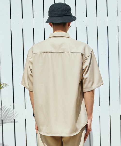 BARK MANHATTAN（バークマンハッタン）の「【セットアップ】スタプレオーバーサイズ半袖ワークシャツ レギュラカラー＆ワイドテーパードイージーパンツ（セットアップ・メンズ・ベージュ/ベージュ系その他/ブラック/カーキ/ネイビー/ブルー系その他/ブラウン・M/L）」の10枚目の写真