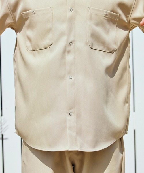 BARK MANHATTAN（バークマンハッタン）の「【セットアップ】スタプレオーバーサイズ半袖ワークシャツ レギュラカラー＆ワイドテーパードイージーパンツ（セットアップ・メンズ・ベージュ/ベージュ系その他/ブラック/カーキ/ネイビー/ブルー系その他/ブラウン・M/L）」の14枚目の写真