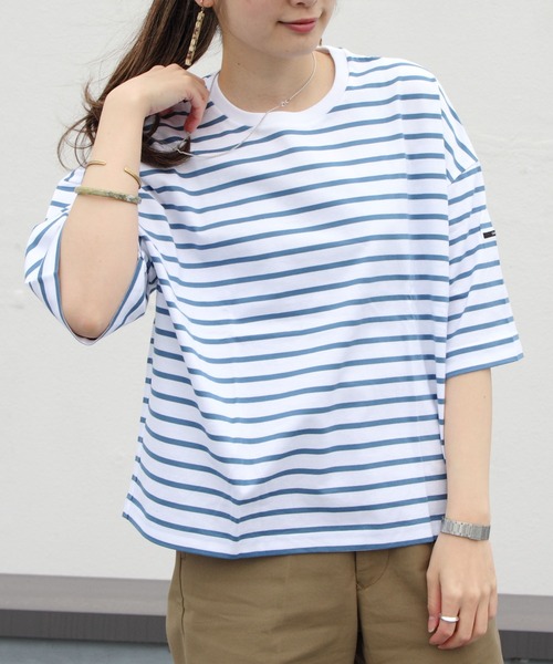 ORCIVAL（オーシバル）の「ORCIVAL/オーシバル　マーセライズドコットンショートスリーブ　40/2 RC9262（Tシャツ/カットソー・レディース・グリーン/ブルー/ホワイト・1）」の3枚目の写真