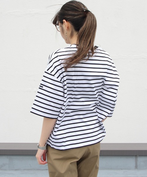 ORCIVAL（オーシバル）の「ORCIVAL/オーシバル　マーセライズドコットンショートスリーブ　40/2 RC9262（Tシャツ/カットソー・レディース・グリーン/ブルー/ホワイト・1）」の9枚目の写真