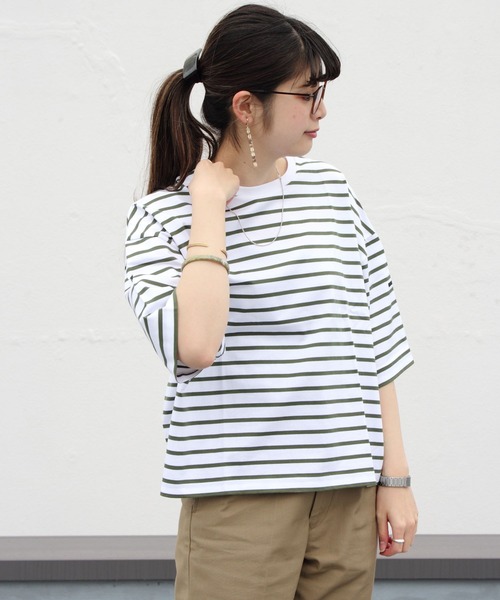 ORCIVAL（オーシバル）の「ORCIVAL/オーシバル　マーセライズドコットンショートスリーブ　40/2 RC9262（Tシャツ/カットソー・レディース・グリーン/ブルー/ホワイト・1）」の8枚目の写真