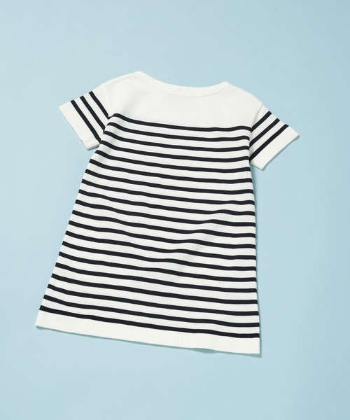 NANO universe（ナノユニバース）の「思いきり洗えるニット ボートネックワンピース 半袖 キッズ（ワンピース・キッズ・オフホワイト/ブルーグリーン/イエロー/サーモンピンク/ブルー/ラベンダー・120/100）」の2枚目の写真