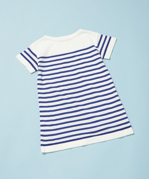 NANO universe（ナノユニバース）の「思いきり洗えるニット ボートネックワンピース 半袖 キッズ（ワンピース・キッズ・オフホワイト/ブルーグリーン/イエロー/サーモンピンク/ブルー/ラベンダー・120/100）」の3枚目の写真