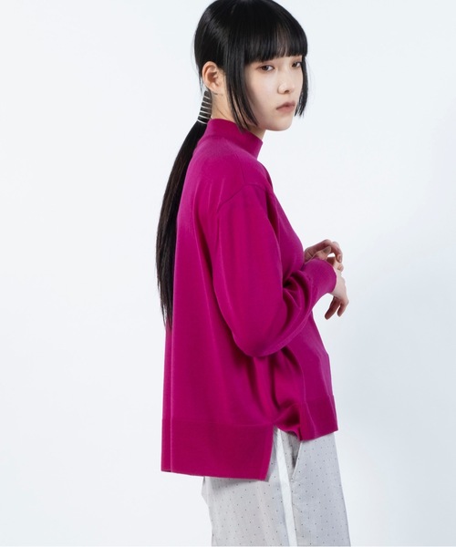 mintdesigns(ミントデザインズ)の「MOCK NECK KNIT / モックネックニット(ニット/セーター・レディース・チャコールグレー/オレンジ/ボルドー・2)」の3枚目の写真