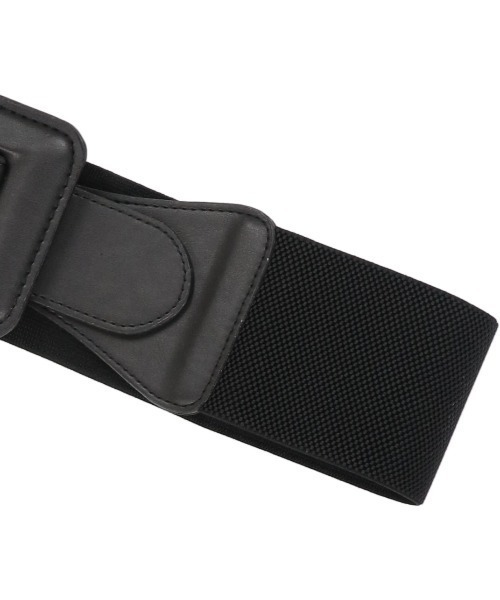 SPINNS（スピンズ）の「スクエアバックル フェイクレザー太ベルト（ベルト・レディース・ブラック・ONESIZE）」の7枚目の写真