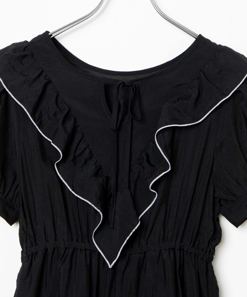 WEGO（ウィゴー）の「WEGO/2wayフリルリボンシアーロングワンピース（ワンピース・レディース・ブラック/ライトパープル・FREE）」の9枚目の写真