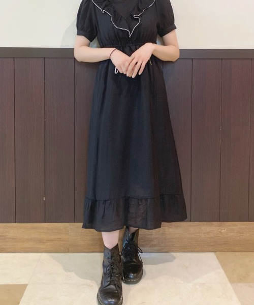 WEGO（ウィゴー）の「WEGO/2wayフリルリボンシアーロングワンピース（ワンピース・レディース・ブラック/ライトパープル・FREE）」の3枚目の写真