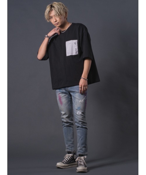 REGIEVO(レジエボ)の「REGIEVO ポケットつきドロップショルダーTシャツ(Tシャツ/カットソー・メンズ・ブラック/ホワイト・M/L)」の3枚目の写真