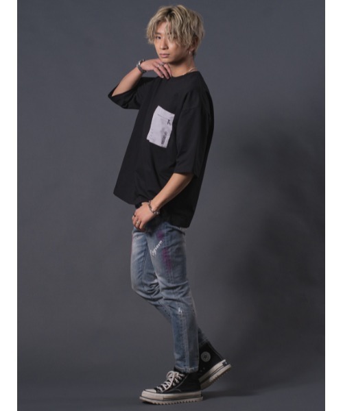 REGIEVO(レジエボ)の「REGIEVO ポケットつきドロップショルダーTシャツ(Tシャツ/カットソー・メンズ・ブラック/ホワイト・M/L)」の4枚目の写真