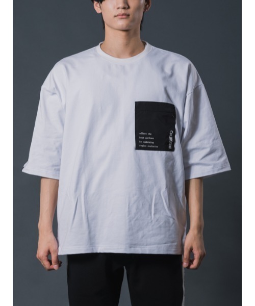 REGIEVO(レジエボ)の「REGIEVO ポケットつきドロップショルダーTシャツ(Tシャツ/カットソー・メンズ・ブラック/ホワイト・M/L)」の7枚目の写真