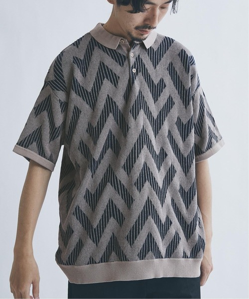 JOURNAL STANDARD(ジャーナルスタンダード)の「【GEOM PATTERN / ジオメパターン】 ジャガード ニットポロシャツ /サマーニット(ポロシャツ・メンズ・ベージュ/カーキ/ネイビー/クリアブルー・MEDIUM/LARGE)」の7枚目の写真