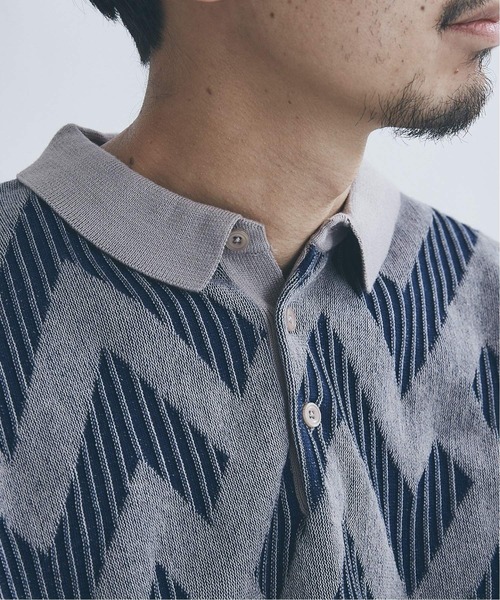 JOURNAL STANDARD(ジャーナルスタンダード)の「【GEOM PATTERN / ジオメパターン】 ジャガード ニットポロシャツ /サマーニット(ポロシャツ・メンズ・ベージュ/カーキ/ネイビー/クリアブルー・MEDIUM/LARGE)」の13枚目の写真
