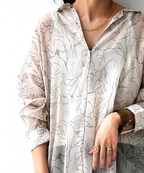 が大特価！ 花柄シアーシャツ（シャツ/ブラウス）｜antiqua（アンティカ）の トップス