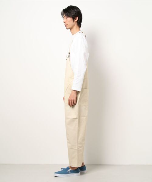 Blue Standard （ブルースタンダード）の「【BLUE STANDARD】ビッグシルエット　ツイルオーバーオール（サロペット/オーバーオール・メンズ・ブラック/ベージュ/オフホワイト/カーキ/ブルー・MEDIUM/LARGE）」の7枚目の写真